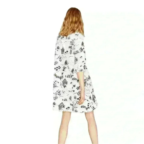 Zara Cactus Print Tunic Shirt Dress with Zip V Neck Front Zipper - Picture 4 of 10